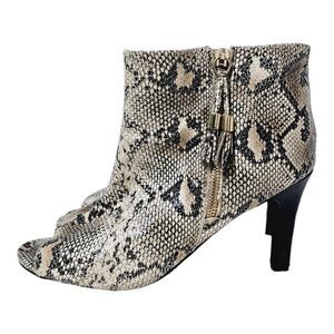 Torrid snake print open toe heeled booties 9.5 WIDE​